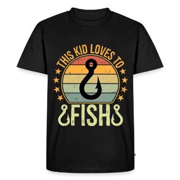 Les enfants garçons adorent pêcher avec des chemises de pêche au bar pour s’amuser - T-shirt Premium bio Homme - noir - Devant - Nico (187cm)