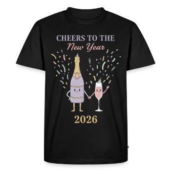 Santé à la célébration du Nouvel An 2026 - T-shirt Premium bio Homme - noir - Devant - Nico (187cm)