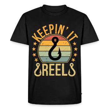 Chemise de pêche jeunesse Garde le moulinet au frais Papa - T-shirt Premium bio Homme - noir - Devant - Nico (187cm)
