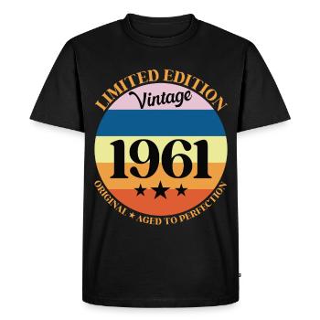 1961 Vintage Birthday Gift 61 - Men's Premium Organic T-Shirt - black - Front - Nico (187cm)