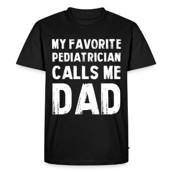 Mon pédiatre préféré appelle Papa - T-shirt Premium bio Homme - noir - Devant - Nico (187cm)