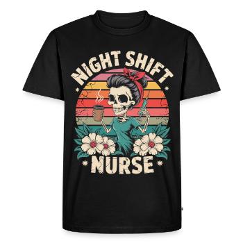Infirmière de nuit rétro - T-shirt Premium bio Homme - noir - Devant - Nico (187cm)