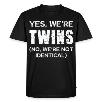 Blague sur les jumeaux : Pas identique - T-shirt Premium bio Homme - noir - Devant - Nico (187cm)