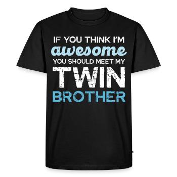 Humour des jumeaux : Si tu penses que je suis génial - T-shirt Premium bio Homme - noir - Devant - Nico (187cm)