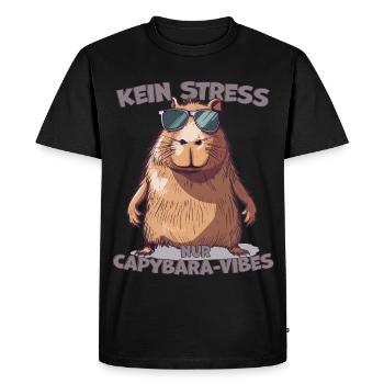 Capybara dit : pas de stress, seulement des vibrations - T-shirt Premium bio Homme - noir - Devant - Nico (187cm)