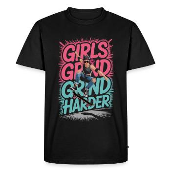 Les filles patinent plus fort en disant le design - T-shirt Premium bio Homme - noir - Devant - Nico (187cm)
