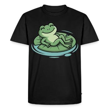 Grenouille froide sur un coussin feuille - T-shirt Premium bio Homme - noir - Devant - Nico (187cm)