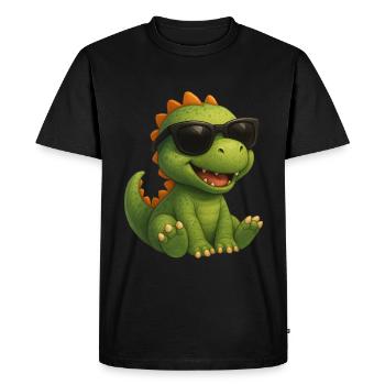 Dinosaure avec des lunettes de soleil - T-shirt Premium bio Homme - noir - Devant - Nico (187cm)