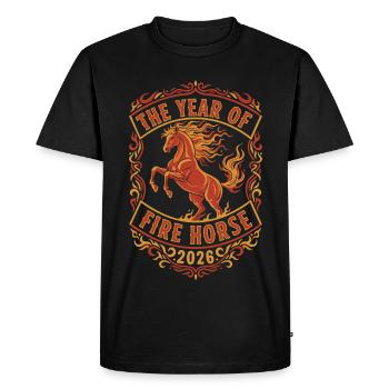 La conception de célébrations de l’Année du Cheval de Feu 2026 - T-shirt Premium bio Homme - noir - Devant - Nico (187cm)