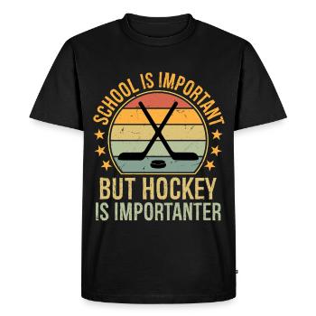 L’école est importante Mais le hockey est plus important - T-shirt Premium bio Homme - noir - Devant - Nico (187cm)