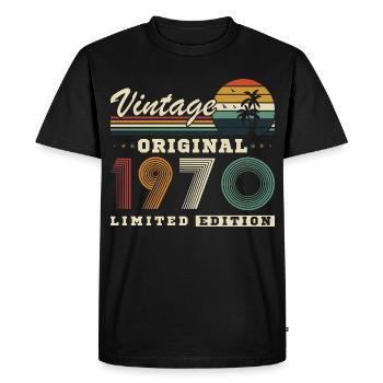 Original 1970's Vintage Vintage Retro Birthday - Men's Premium Organic T-Shirt - black - Front - Nico (187cm)