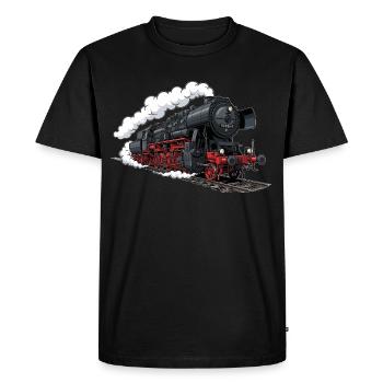 Locomotive à vapeur 52 8154 - T-shirt Premium bio Homme - noir - Devant - Nico (187cm)