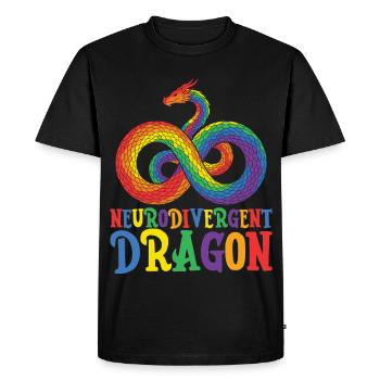 Sensibilisation à l’autisme du Dragon Neurodivergent - T-shirt Premium bio Homme - noir - Devant - Nico (187cm)