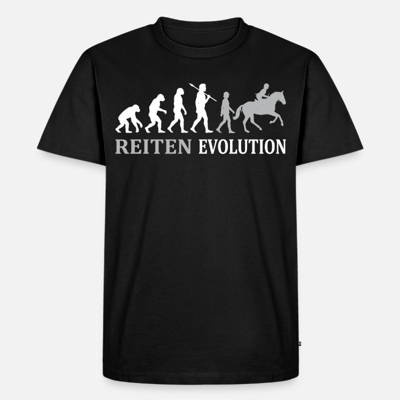 Évolution équestre – Du singe au cavalier - T-shirt Premium bio Homme - noir