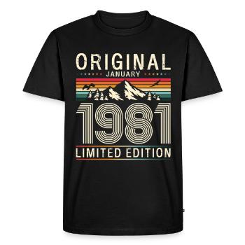45e anniversaire Original janvier 1981 - T-shirt Premium bio Homme - noir - Devant - Nico (187cm)