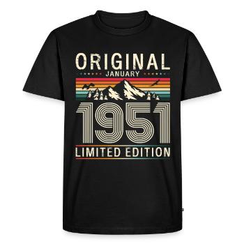 75e anniversaire Original janvier Né en 1951 - T-shirt Premium bio Homme - noir - Devant - Nico (187cm)