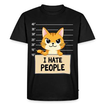 Griesgrämige Katze I Hate People Polizeifoto - T-shirt Premium bio Homme - noir - Devant - Nico (187cm)