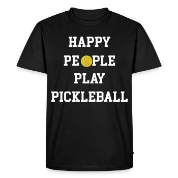 Des gens heureux jouent au pickleball - T-shirt Premium bio Homme - noir - Devant - Nico (187cm)