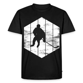 Eishockeyspieler Zeichnung - Men's Premium Organic T-Shirt - black - Front - Nico (187cm)