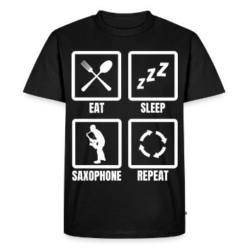 Eat Sleep Saxophone Repeat - Men's Premium Organic T-Shirt - black - Front - Nico (187cm)