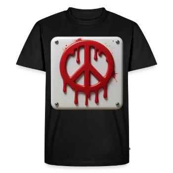 PEACE EMERGENCY #2 - peace & love - Men's Premium Organic T-Shirt - black - Front - Nico (187cm)