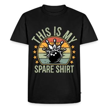 C’est drôle, c’est ma chemise de rechange dans la gouttière du bowling - T-shirt Premium bio Homme - noir - Devant - Nico (187cm)