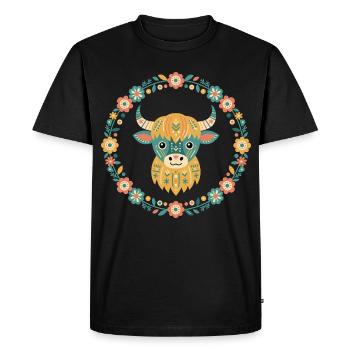 Scottish Highland Cow Gift Funny Cute - Men's Premium Organic T-Shirt - black - Front - Nico (187cm)