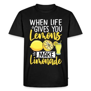 Quand la vie te donne des citrons, fais de la limonade - T-shirt Premium bio Homme - noir - Devant - Nico (187cm)