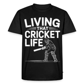 Drôle de cricket : Jeu de cricket vintage - T-shirt Premium bio Homme - noir - Devant - Nico (187cm)