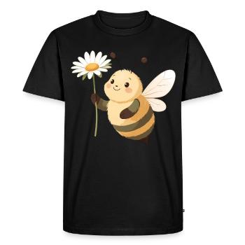 Fleur Abeille Fleur Joyeuse - T-shirt Premium bio Homme - noir - Devant - Nico (187cm)