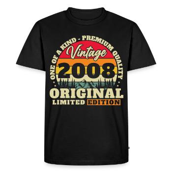 2008 Vintage Retro Birthday Gift - Men's Premium Organic T-Shirt - black - Front - Nico (187cm)