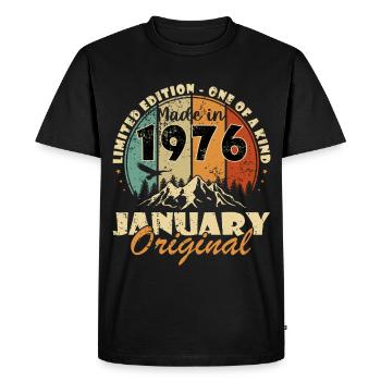Janvier 1976 Millésime Original - T-shirt Premium bio Homme - noir - Devant - Nico (187cm)