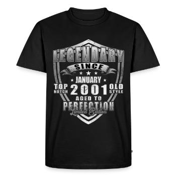 Légendaire depuis janvier 2001 Shield - T-shirt Premium bio Homme - noir - Devant - Nico (187cm)
