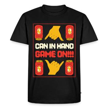 Energy Drink Can In Hand Game On - Men's Premium Organic T-Shirt - black - Front - Nico (187cm)