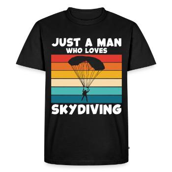 Parachutisme Arc-en-ciel rétro - T-shirt Premium bio Homme - noir - Devant - Nico (187cm)