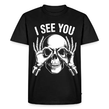Je te vois Vue squelette - T-shirt Premium bio Homme - noir - Devant - Nico (187cm)