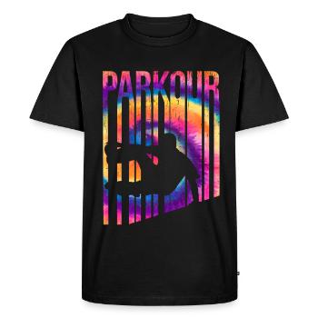Parkour Tie Dye Retro Vintage - Men's Premium Organic T-Shirt - black - Front - Nico (187cm)