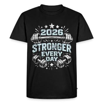 Stronger every day | Sports | New Year's resolutions 2026 - Men's Premium Organic T-Shirt - black - Front - Nico (187cm)
