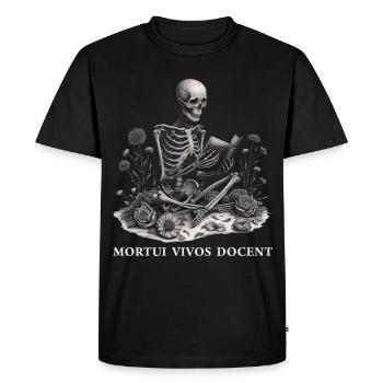 Forensic Medicine Saying Pathologist Mortui Vivos Docent - Men's Premium Organic T-Shirt - black - Front - Nico (187cm)