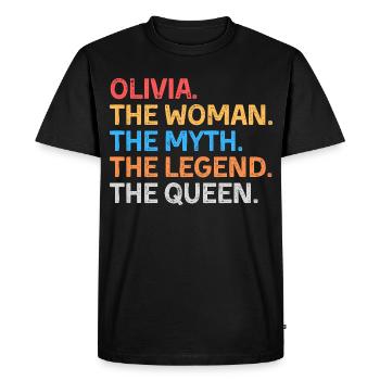 Olivia La Femme Le Mythe La Légende La Reine - T-shirt Premium bio Homme - noir - Devant - Nico (187cm)
