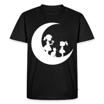Silhouette de la Fêle Fleur sur la Lune - T-shirt Premium bio Homme - noir - Devant - Nico (187cm)
