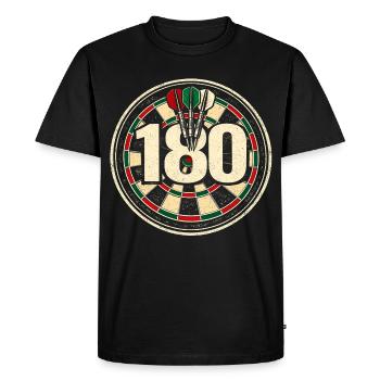 Joueur de fléchettes rétro 180 Dart Dart - T-shirt Premium bio Homme - noir - Devant - Nico (187cm)