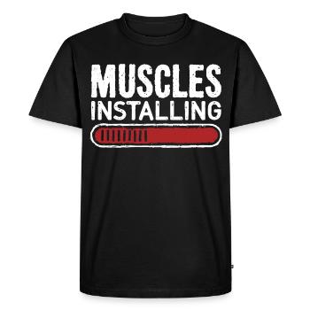 Muscles installant la barre de progression Gym de fitness - T-shirt Premium bio Homme - noir - Devant - Nico (187cm)