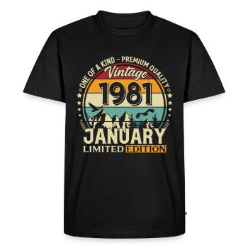 45e anniversaire Millésime de janvier 1981 - T-shirt Premium bio Homme - noir - Devant - Nico (187cm)