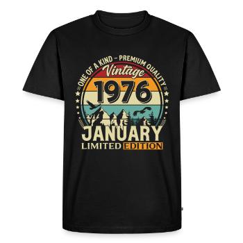 50e anniversaire Millésime janvier 1976 - T-shirt Premium bio Homme - noir - Devant - Nico (187cm)
