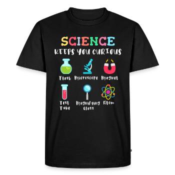 La science suscite la curiosité - T-shirt Premium bio Homme - noir - Devant - Nico (187cm)