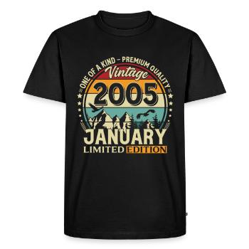 21st Birthday Vintage January Vintage 2005 - Men's Premium Organic T-Shirt - black - Front - Nico (187cm)