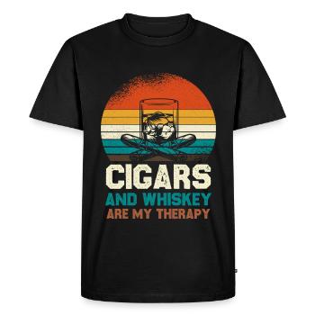 Cigars and Whiskey Therapy Retro - Men's Premium Organic T-Shirt - black - Front - Nico (187cm)