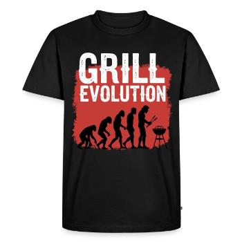Grill Evolution Funny Grill Master Saying - Men's Premium Organic T-Shirt - black - Front - Nico (187cm)