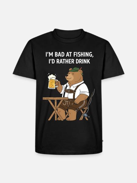 Bayerischer Bär Bier Angeln - Männer Premium Bio T-Shirt - Schwarz